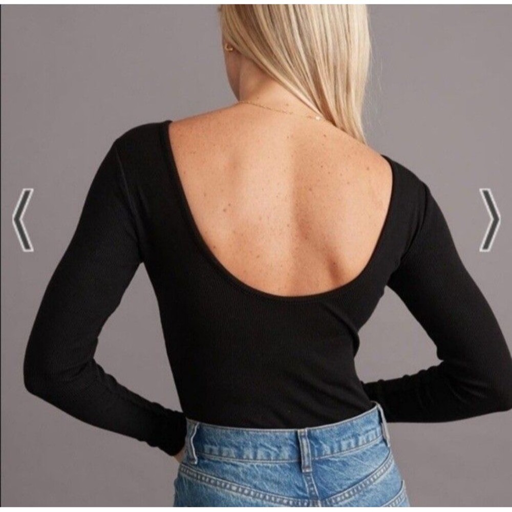 Marine layer lexi Rib bodysuit XS Black Long Sleeve - Picture 2 of 8